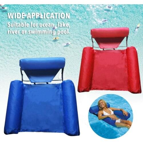 Summer Inflatable Water Hammock Foldable Floating Row Swimming Pool Backrest Air Mattresses Bed Water Sports Lounge Chair