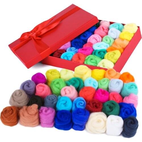 LMDZ 36 Colors Wool Roving,(5g/Color) Wool Roving for Needle Felting, Needle Felting Wool with Gift Box, Fibre Wool Yarn Roving