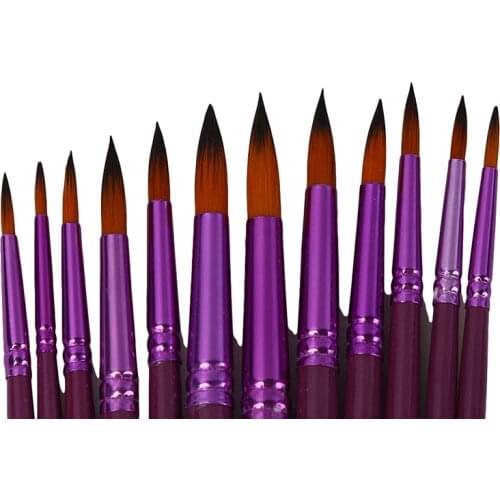 New 12pcs/lot Oil Painting Drawing Painting Pen Nylon Hair Flat Tip Artist Paint Brush Pen Set For Watercolor Acrylic