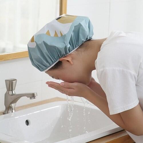 Cute Cartoon Shower Cap Hat For Bathing And Saunas Lace Elastic Band Cap Spa Cap Women Kids Hair Protective Cap