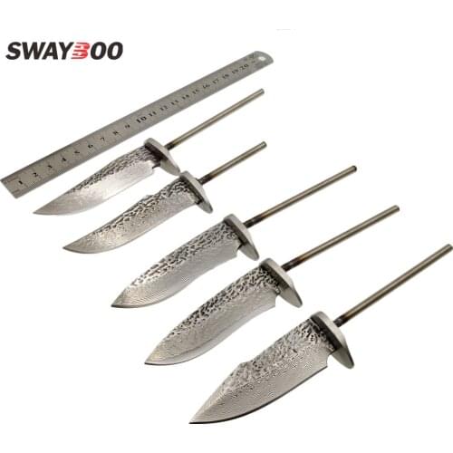 Swayboo New DIY Real Damascus Steel Hand-forged Pattern Steel Fixed Blade Knife Semi-finished High Hardness Sharp Knife Survival