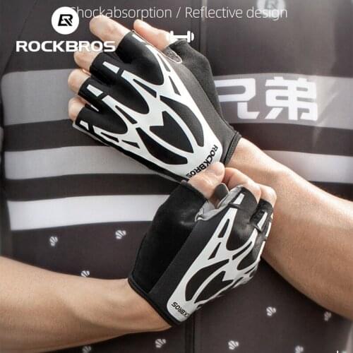 ROCKBROS Summer Bicycle Gloves Half Finger Outdoor Sports Gloves for Men Women Breathable Reflective MTB Road Bike Cycling Glove