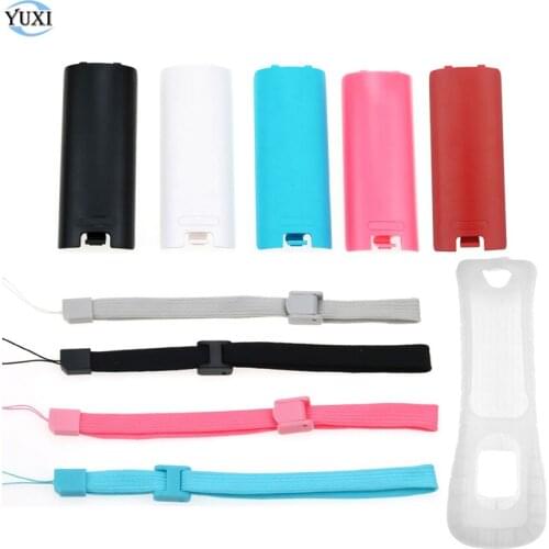 YuXi Soft Protective Silicone Cover Case Battery Back Door Shell Hand Strap Kit Replacement for WII Remote Controller