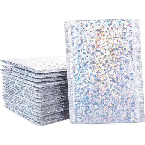 10Pcs 15x20cm Rose Gold Bubble Mailer Laser Aluminum Foil Bubble Envelope Small Gift Packaging Bags Business Bubble Bag