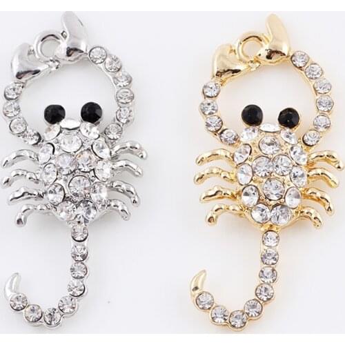 20Pcs/lot Vintage Alloy Metal Charms Pendant Crystal Scorpions Dangle Handmade Jewelry Findings
