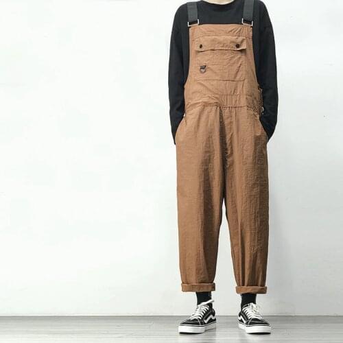 2020 Mens Loose Straight Casual Pants Cargo Pants Jumpsuit Streetwear Military Male Overalls Salopettes Romper Trousers M-2XL