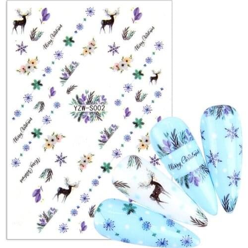 3D Nail Sticker Christmas New Years Snowflake Lavender For Nail Art Stickers Snowflake DIY Nail Art Decoration Decals Xmas Gift