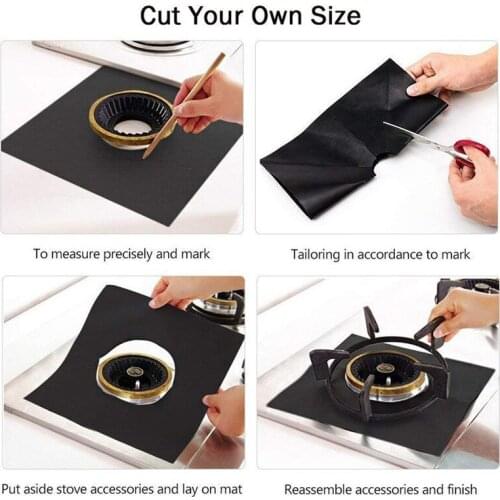 4 Pack Stovetop Burner Covers Reusable Thick Gas Range Protectors Non-stick Liner Heat Resistant Stovetop Kitchen Accessories