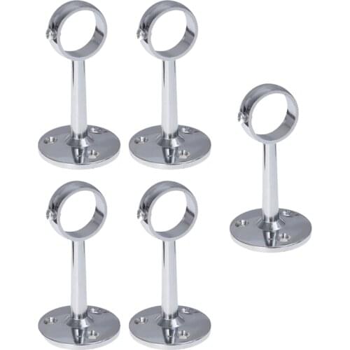 5PCS Hanging Rod Wardrobe Rail Holder Wardrobe Tube Support Bracket Clothes Hanging Rod Holder - 22MM