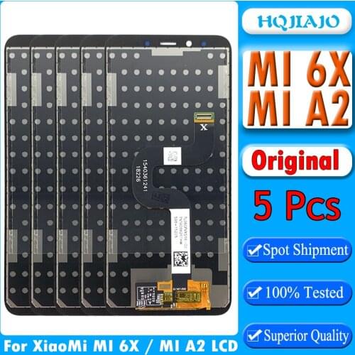 5pcs Original LCD For XiaoMi Mi A2 MIA2 LCD Display Screen Digitizer Assembly Replacement For XiaoMi 6X MIX6 LCD Display