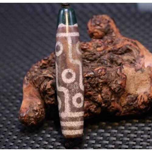 Treasure Magic Power Tibetan Old Agate Cinnabar 9 eye dZi Bead Amulet Timestown UPD22