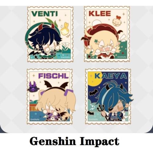 Game Genshin Impact Decorations Anime Accessories Venti Klee Fishcl Kaeya Cosplay Metal Badge Acrylic Statue Halloween Pendant