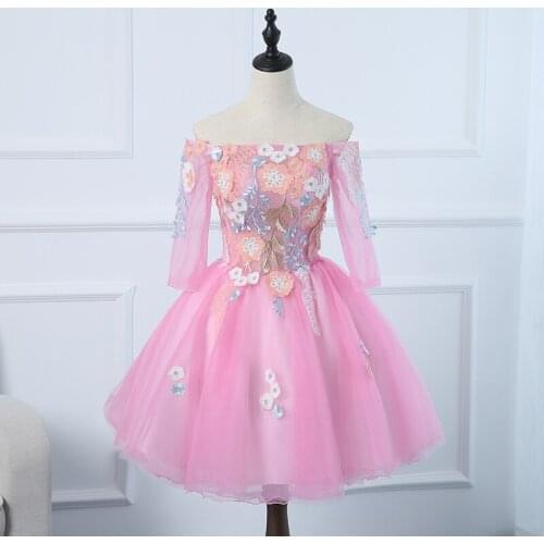 Free ship pink embroidery slash collar sleeve tutu lovely sleeve short lolita dress/stage performance/studio/can customs size
