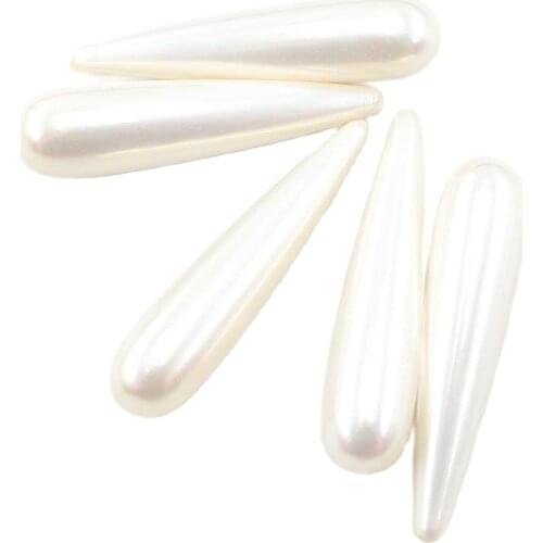 APDGG 9x40MM 5 Pcs Natural White Sea Shell Pearl Half Hole Water drop Beads For Pendant Necklace Earrings DIY Jewelry Findings