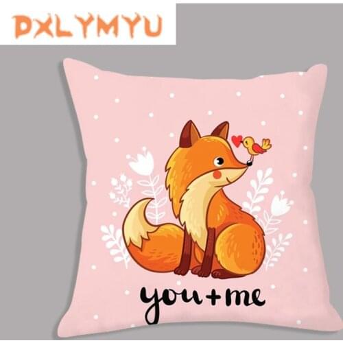 Nordic Cushion Cover Soft Cushion Case Fox Raccoon Hedgehog Printed Throw Pillow Covers for Sofa Animals Plush Pillowcase