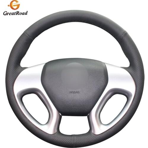 Black Genuine leather Car Steering Wheel Cover for Hyundai ix35 2011-2015 Tucson 2 2010 2011 2012 2013 2014 2015