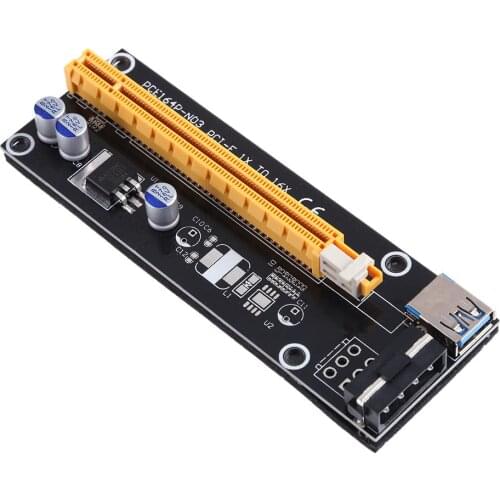 For BTC Mining Miner Power Enhanced PCI-E Riser Card PCI-E 1x to 16x Extender Adapter 0.6m Blue USB3.0 Cable