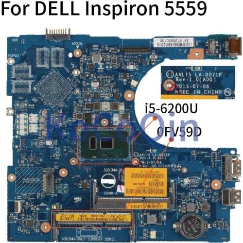 For DELL Inspiron 5459 5559 5759 Notebook Mainboard CN-0FV59D 0FV59D AAL15 LA-D071P SR2EY DDR3 Laptop Motherboard