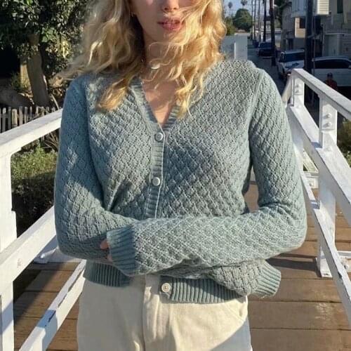 UNUTH Girls Elegant Hollow Out Sweaters 2021 Spring-Autumn Fashion Ladies Sweet V Neck Cardigan Women Chic Knitwear Cute