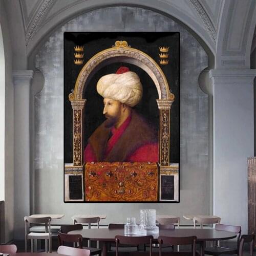 Fatih Sultan Mehmet Figure Art Portrait Canvas Paintings Wall Prints and Posters Wall Pictures for Living Room Home Decoration