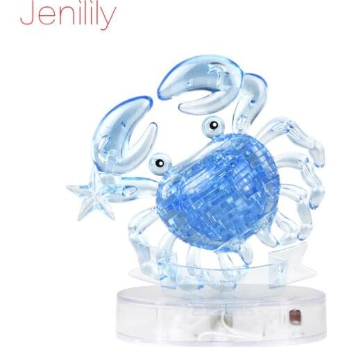 Jenilily DIY Funny Crab 3D Crystal Puzzles with Coloured lights 41pcs Children Adult DIY Assembly Model Gift Toy