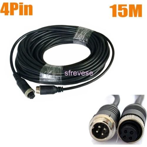 15m 50FT 4Pin Video Extension Cable Wire For Car Bus Truck Reversing Rear View Camera Vehicle Backup Monitor 50pcs/lot