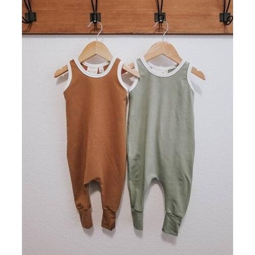 0-18M Toddler Kids Baby Girl Boys Romper Sleeveless Solid Summer Jumpsuits Outfits 6 Colors