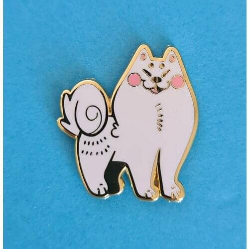 Cartoons Samoyed Husky Dogs Enamel Brooch Pin Backpack Hat Bag Lapel Pins Badges Women Mens Fashion Jewelry Accessories
