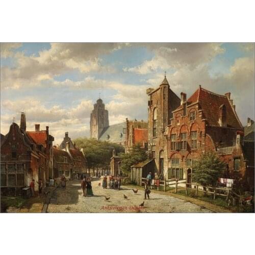 Needlework Craft Full Embroidery DIY DMC Quality - Counted Cross Stitch Kit 14 ct Oil painting - A Dutch Street III