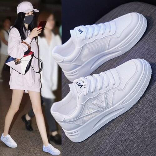 Summer breathable white shoes student board shoes mesh thick bottom fashion womens shoes all-match ins casual shoes