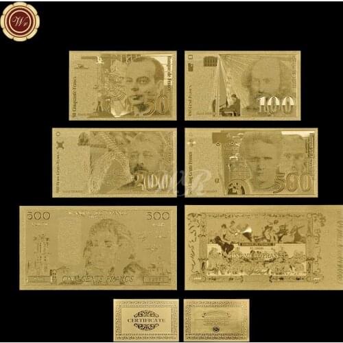 Normal Gold Foil Banknote 1994Years 500cents,50.100.200.500.5000 Franc Golden Gift Sales Promotion