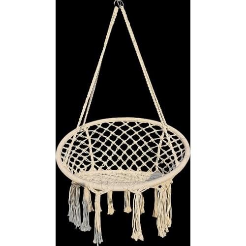 Swing Chair Hammock Hanging Bed With White Tassels Romantic Cotton For Patio Bedroom Garden Outdoor