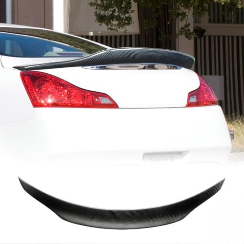 PSM Real Carbon Fiber Rear Trunk Wing Spoiler Boot Top Lip Cover HighKick For Infiniti G Series G37 V36 Q60 Coupe 2 Door 2008-13