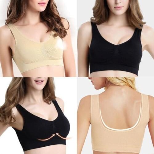 Plus Size 6XL Sports Bra Big Size Breathable Wire Free Sleep Daily Bra Black Apricot Women Padded Sports Top Push Up Women Bra