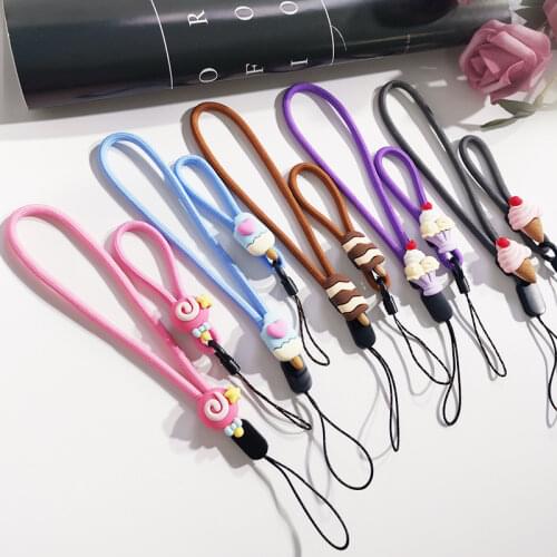 Phone Lanyard Wrist Strap Summer Ice Cream Short Rope for iphone huawei redmi xiaomi Samsung Camera GoPro Adjust String Holder