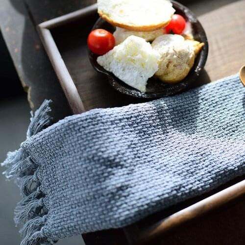 New Table Fabric Napkins Tassel Cotton Wedding Gray Kitchen Napkins Tea Towels Decor Fringed Napkin Gourmet Western Food Cloth