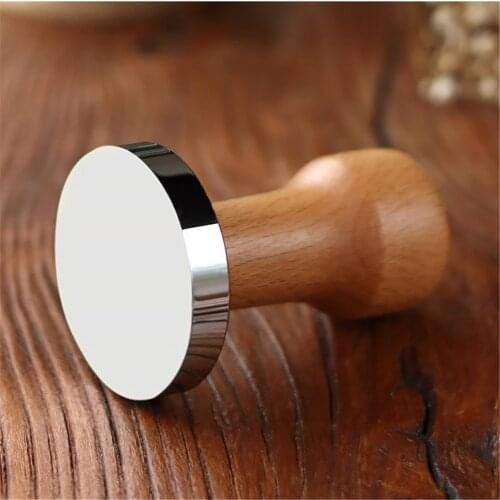 Calibrated Tamper Coffee Press Tool,51/53/58mm Coffee Tamper ,with 304 Stainless Steel Base & Natural beech Wood Handle