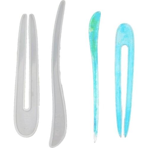 DIY Silicone Mold Hair Stick Mould Jewelry Pendant Resin Craft For Hairpin Making