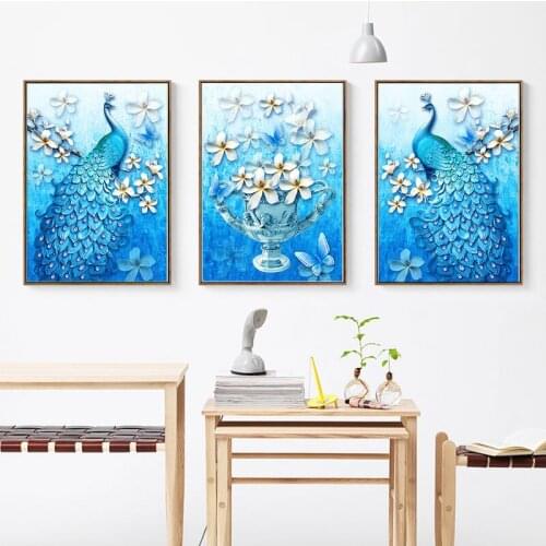 Special shape DIY Diamond Embroidery,Round Diamond Peacocks Full rhinestone 5D Diamond painting cross stitch,needlework triptych