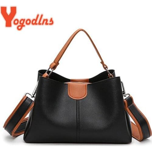 Yogodlns Winter New Contrast Color Shoulder Bag Women PU Leather Crossbody Bag Large Capacity Messenger Handbag Designer Pouch