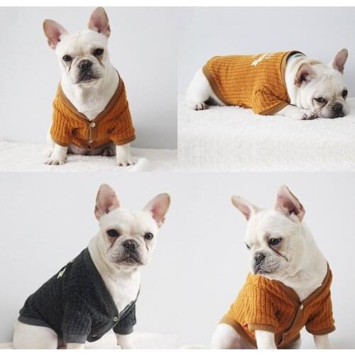 Dog Sweater Cardigan Autumn Winter Dog Clothes Coat Outfit Yorkie Poodle Bichon Pomeranian Schnauzer Pug French Bulldog Clothing