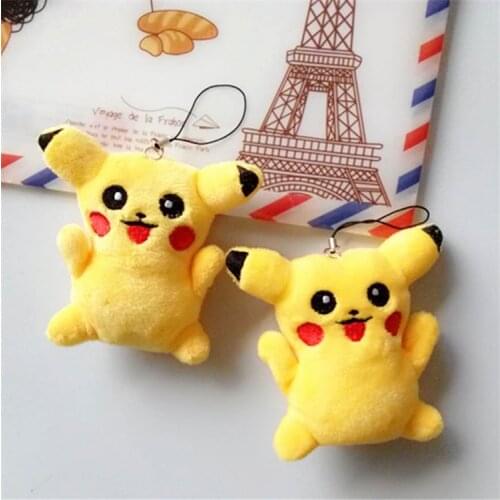 TAKARA TOMY Pokemon cute Pikachu plush pendant backpack key pendant original anime plush doll kawaii beauty