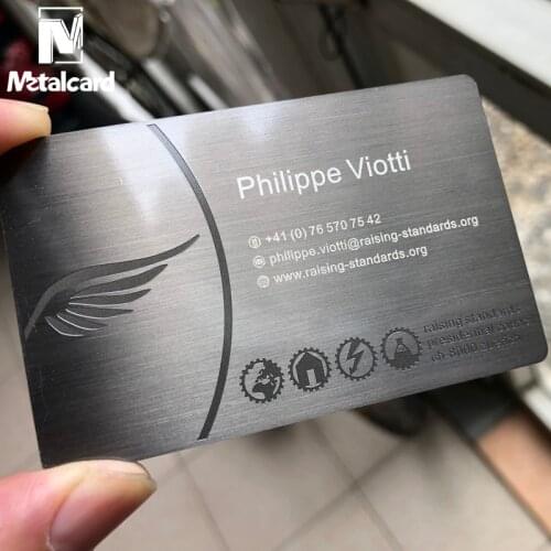 Brushed stainless steel business card black business card custom metal card design and production