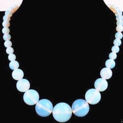 Top quality fashion 6-14mm white opal moonstone round stone beads tower chain necklace trendy women gifts jewelry 18inch MY5158
