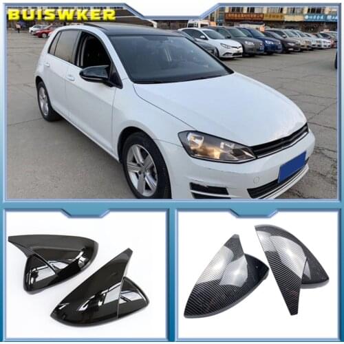 Black Horn Shape Side Wing Mirror Cover for VW Golf 7 MK7 7.5 GTD R GTI GTE VII Cap E-golf Sportsvan 2013 2018 2019 2020 replace
