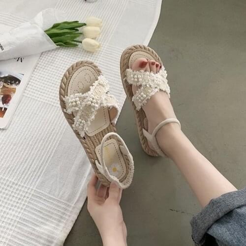 Female Womens Flat Beach Shoes 2021 New Summer Flat Sandals Women Shoes Gladiator Open Toe Buckle Soft Sandals