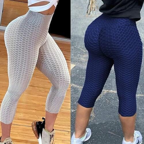 Push Up 3/4 Yoga Pants Women Fitness High Waist Anti Cellulite Leggings Workout Jeggings Capri Energy Elastic Trousers Gym Tight
