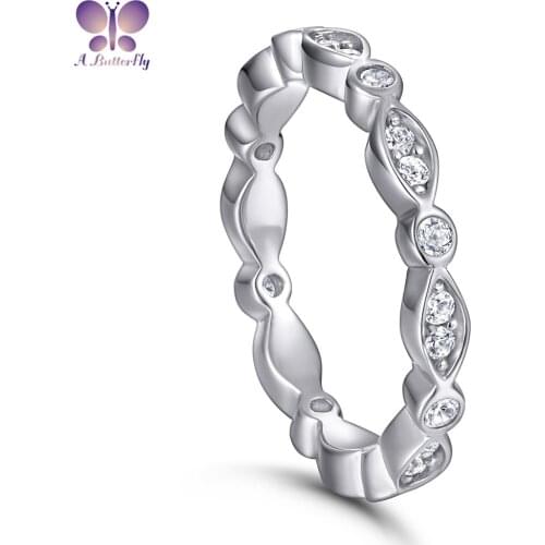 100% 925 Sterling Silver Eternity Ring Ladies Engagement SONA Stone Wedding Band Jewelry Quality Assurance