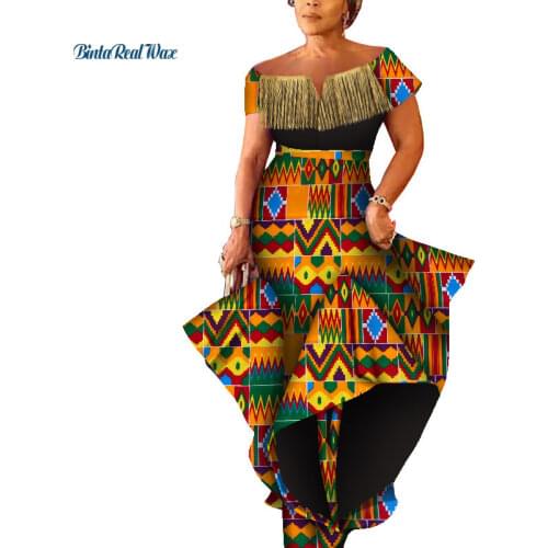 Fashion Bazin Riche Tassel Dress Plus Size Bubble Dress African Print Dresses for Women Vestidos African Ankara Clothing WY5069