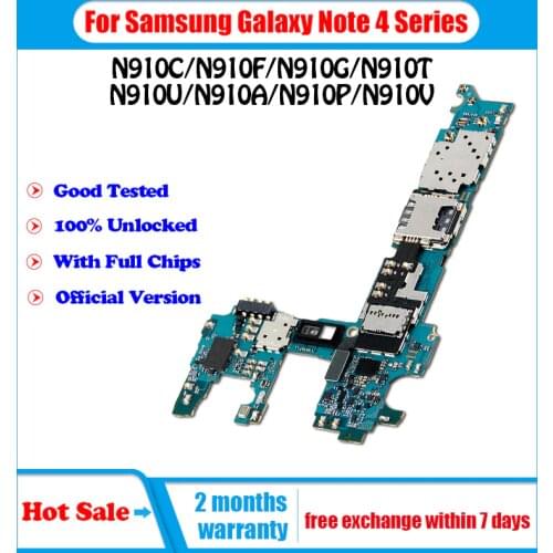 100% unlock Full Working Mainboard Logic Board For Samsung Galaxy Note 4 Motherboard N910C/N910F/N910G/N910T/N910U/N910A/N910P/V